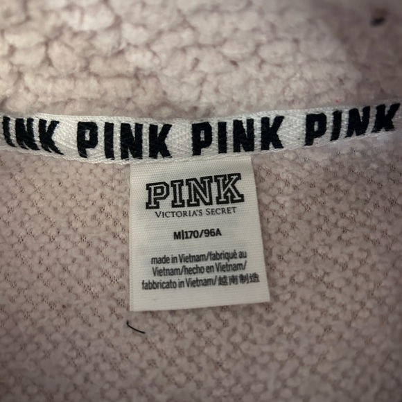 Victoria’s Secret PINK Quarter Zip Super Soft Warm Cream Colored Sherpa GUC Sz M - Picture 6 of 6